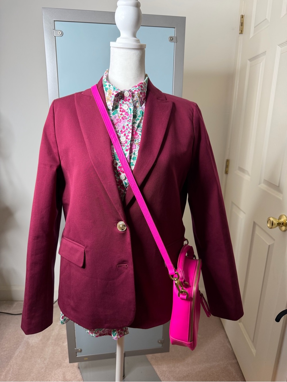 J. Crew Women's Burgundy Single-Button Blazer